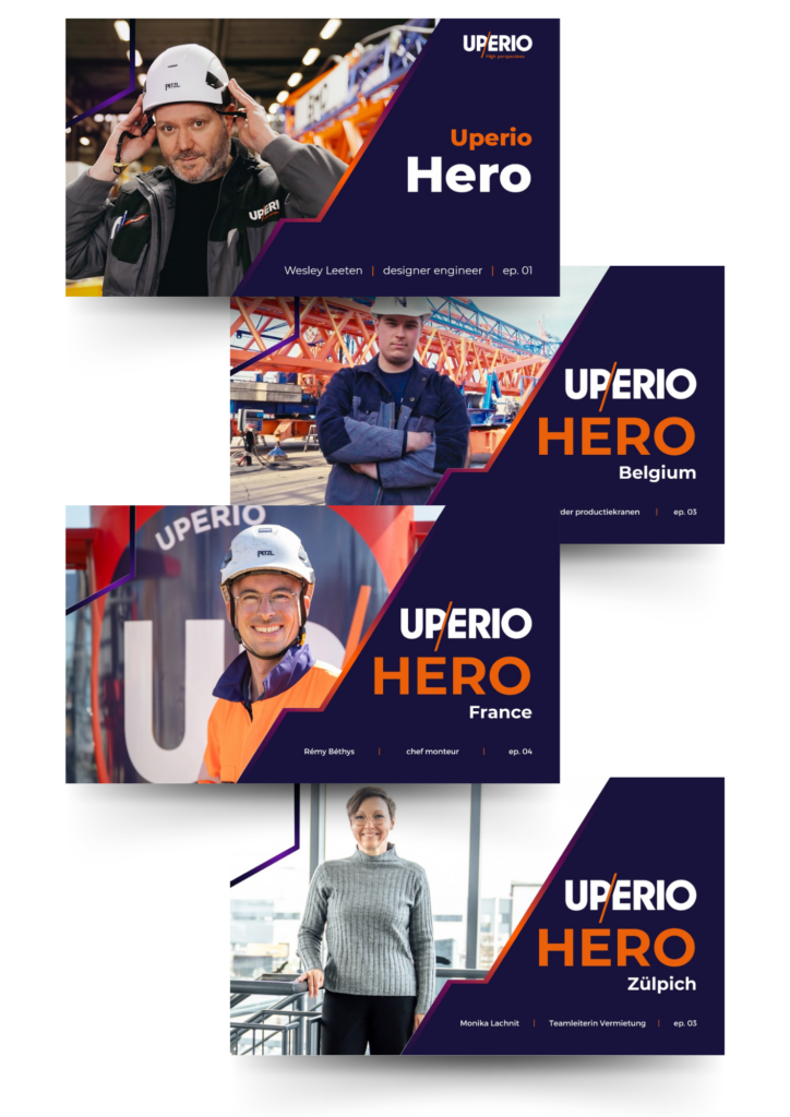 Verzameling van thumbnails voor Uperio Heroes in verschillende talen